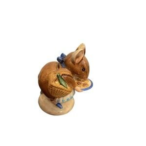Beswick Beatrix Potter Appley Dapply Mouse Figurine England Ceramic Brown Blue